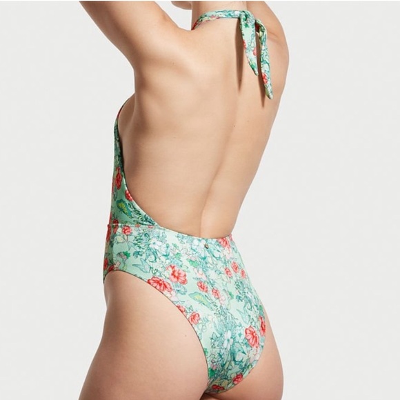 VICTORIA'S SECRET Wrap Halter One-Piece
Swimsuit in teal floral print Size M NEW - Picture 2 of 5